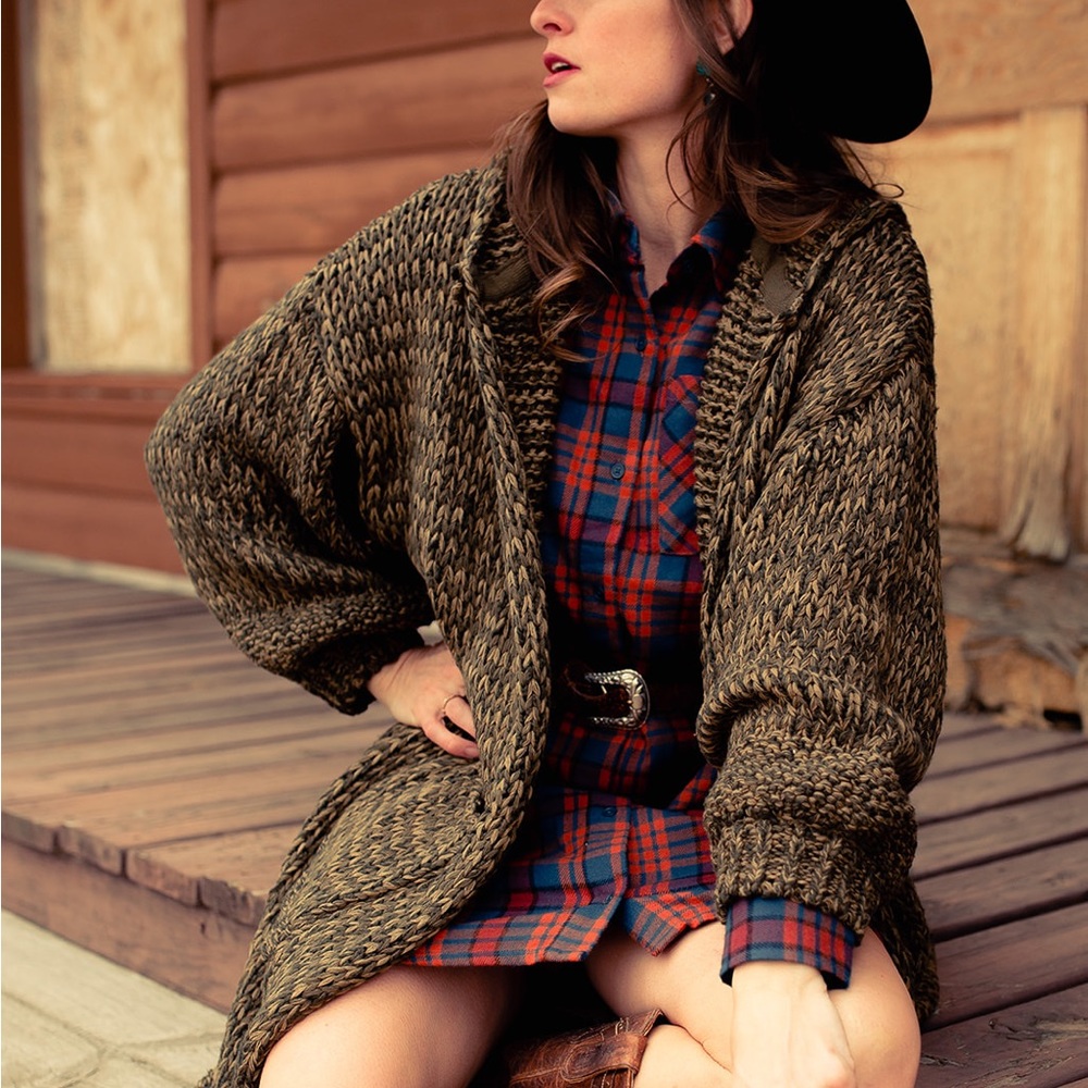 Free people knitted logn hooded sweater